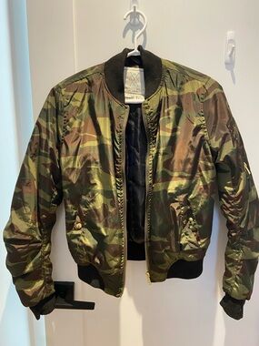 Angel Kiss Green Brown Camouflage Bomber Jacket